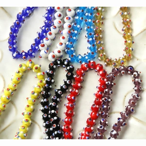 Handmade Lampwork Glass Beads 8mm Funny Evil Eye Polka Dot Multicolor Loose Beads For DIY Jewelry Making Earrings Phone Case Accessories