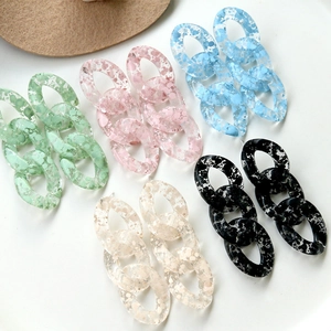 Acrylic Ink Splatter Ellipse Links Connectors For DIY Jewelry Making Colorful Marbled Resin Buckles Handmade Accessories