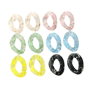 Transparent ink splatter style acrylic link rings for DIY jewelry and hair accessories