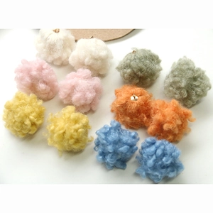 Colorful knitted wool ball pendants with gold metal rings for DIY jewelry and hair accessories