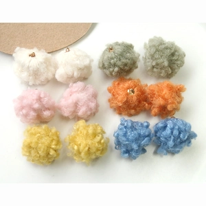 Colorful plush lamb wool ball charms with gold metal rings for DIY jewelry and accessories