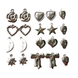 Silver alloy charms collection featuring vintage rose heart star and moon shapes for DIY jewelry
