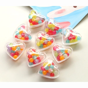 Détails de breloques en forme de cœur transparentes avec perles colorées pour DIY