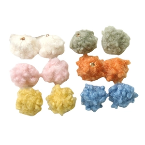 Colorful plush ball charms with gold rings for DIY jewelry and accessory crafting