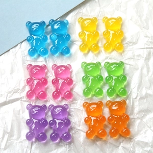 DIY bear resin charms in 6 translucent jelly colors for earrings and phone case decor