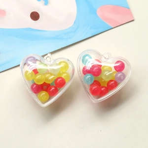 Pendentif en forme de cœur transparent rempli de perles colorées pour bijoux de bricolage