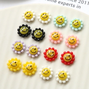 Colorful resin sunflower smiley face charms for DIY nail art and jewelry making
