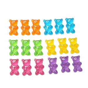 Mix of 18 colorful resin gummy bears for DIY earrings and phone case crafts