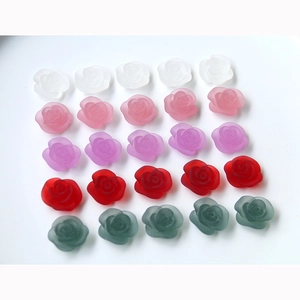 Frosted resin rose charms in various colors for DIY earrings and hair accessory crafts
