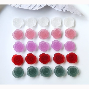 DIY frosted resin rose flower charms set with 25 pieces in five assorted colors