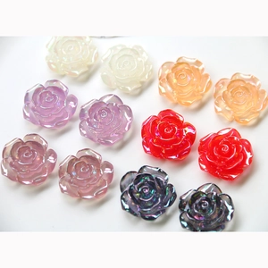 Ciondoli a rosa in resina perlata per gioielli fai-da-te e decorazione di cover in vari colori