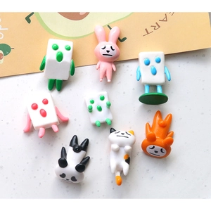 Cartoon Acrylic Miniature Panda Rabbit Cat Robot Charms For DIY Hair Clips Phone Case Decoration Jewelry Making Parts