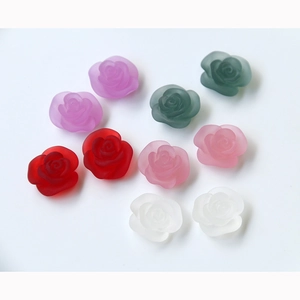 Frosted translucent resin rose charms in various colors for DIY crafts and jewelry making