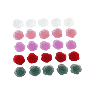 Set of 25 frosted matte resin rose charms in five colors for DIY jewelry and phone cases