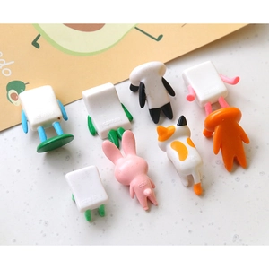 3D cartoon panda and rabbit acrylic figurines for DIY hairpins and phone case accessories