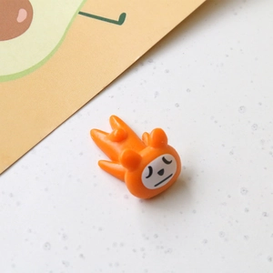 Close-up of a cute orange 3D cartoon panda resin charm for DIY phone case and hair clip accessories