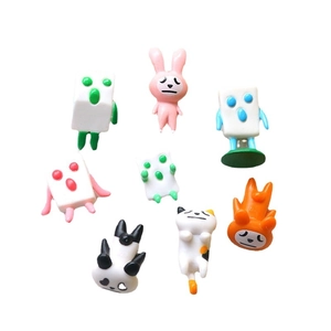 Set of 8 cute cartoon 3D panda rabbit and cat acrylic DIY craft accessories
