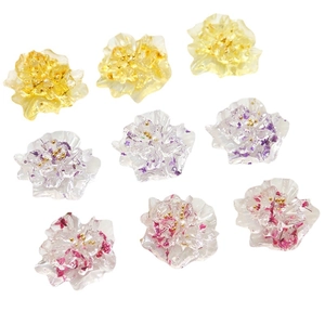9pcs set of DIY resin flowers with dried petals and gold beads for crafts making
