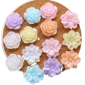 Sparkly resin flower accessories in pastel colors for DIY jewelry and hair clips