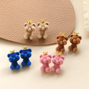 Stereo plush crown bear DIY acrylic accessories for earrings and phone cases