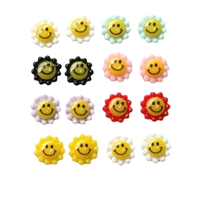 Ciondoli colorati a forma di girasole sorridente in resina per nail art e fai da te