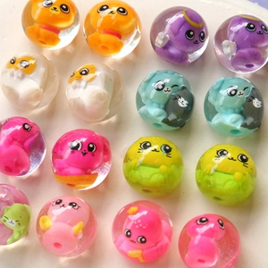 Perles transparentes en résine avec figurines d'animaux pour création de bijoux DIY