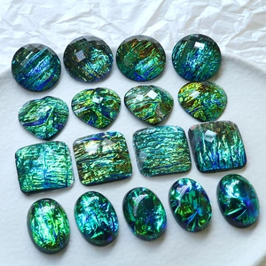 Irillerende hart- en ronde harsstenen met Van Gogh sterrenhemel kameleon effect voor DIY