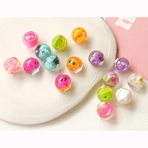 Perles en résine transparente DIY avec animaux de dessins animés pour bijoux