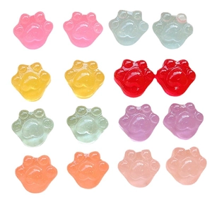 Abalorios de huella de gato con purpurina y corazón para joyas DIY y fundas de móvil