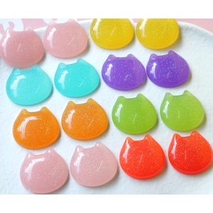 Cute colorful glitter cat head resin charms for DIY jewelry and phone case making