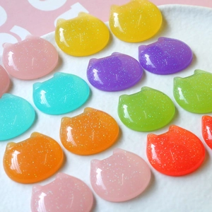 Colorful glitter resin cat head charms for DIY hair clips and jewelry making