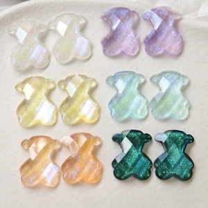 Facettierte Glitzer Harz Bären Anhänger Für Schmuckherstellung DIY Ohrring Haarklammer Materialien Süße Tierform Harz Anhänger Zubehör