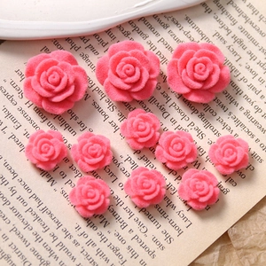 Romantic Sweet Pink Flocked Rose DIY Jewelry Making Accessories For Earrings Hairpins Phone Case Decoration Acrylic Charms
