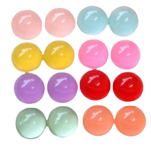 Perles rondes en résine pailletée 18mm coloris gelée pour accessoires de cheveux DIY