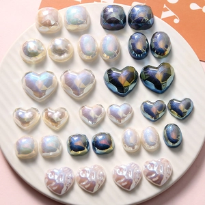 Accesorios de Joyería DIY Perla Artificial Resina Facetada Aurora Láser Corazón Cuadrado Ovalado Para Manualidades de Aretes