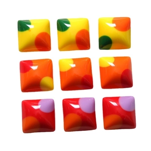 Japanese colorful geometric square polka dot resin patches for DIY jewelry and hair clips