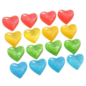 Glitter resin heart charms set in red, yellow, blue, and green for DIY crafts and jewelry