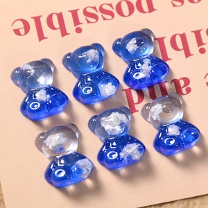Blue gradient resin bears with cloud fillings for DIY phone cases and jewelry