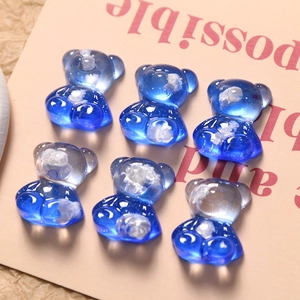 Klein blue resin bear charms with starry gradient effect for DIY jewelry and hair accessories