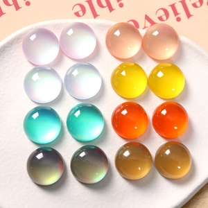 Snoepkleur Spiegel Laser Hars Cabochon DIY Sieraden Maken Platte Achterkant Half Rond Voor Oorbel Haarspeld Decor Materiaal
