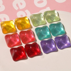 Colorful square resin glitter patches for DIY jewelry making in assorted candy colors