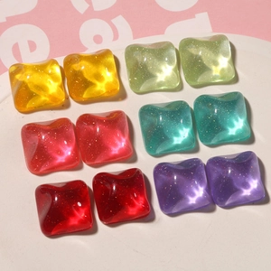 Colorful square water ripple resin charms with fine glitter for DIY jewelry making