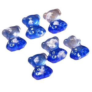 DIY resin bear charms with blue and white gradient for handmade jewelry or phone cases