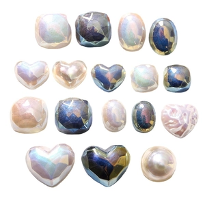 Dijes de corazón y perlas facetadas de estilo japonés para joyas y accesorios de bricolaje