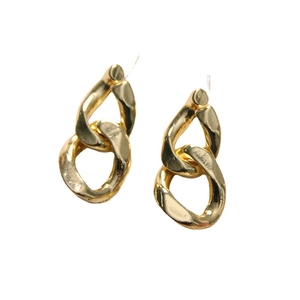 Minimalist gold metal chain earrings with interlocking geometric links for women