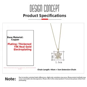 Détails du pendentif feuille d'érable plaqué or 14K avec nacre et base en cuivre
