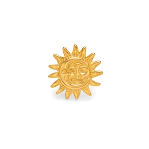 Pendiente celestial de sol y luna chapado en oro de 18K con detalle de rostro personificado