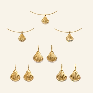 Set gioielli in acciaio inossidabile placcato oro 18k con conchiglie e perle