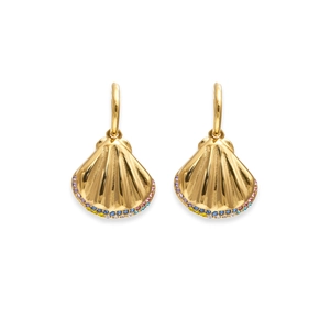 Orecchini a conchiglia in acciaio inossidabile placcati oro 18k con cristalli colorati