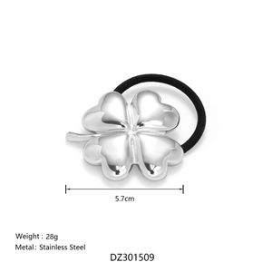 18k stainless steel lucky four-leaf clover elastic hair tie with 5.7cm star ornament